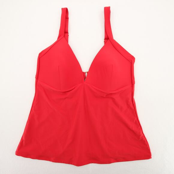 Alex Marie Tankini Swim Top Red V Neck Cutout Back Padded Bra Size Large NWT - Picture 1 of 10